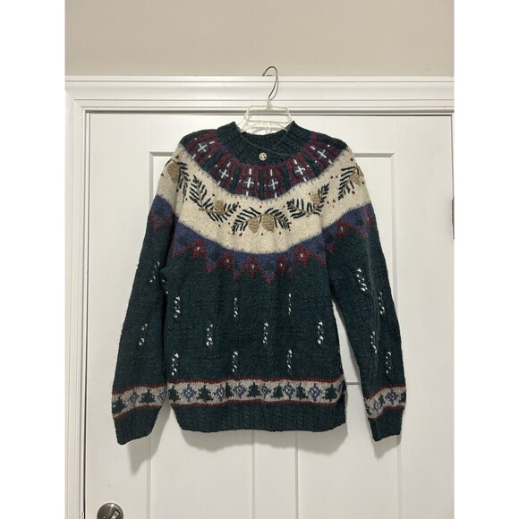 Vintage 90’s Talbots Cabin In The Woods Nature Sweater Hand Knit Wool Size Large - Picture 1 of 8